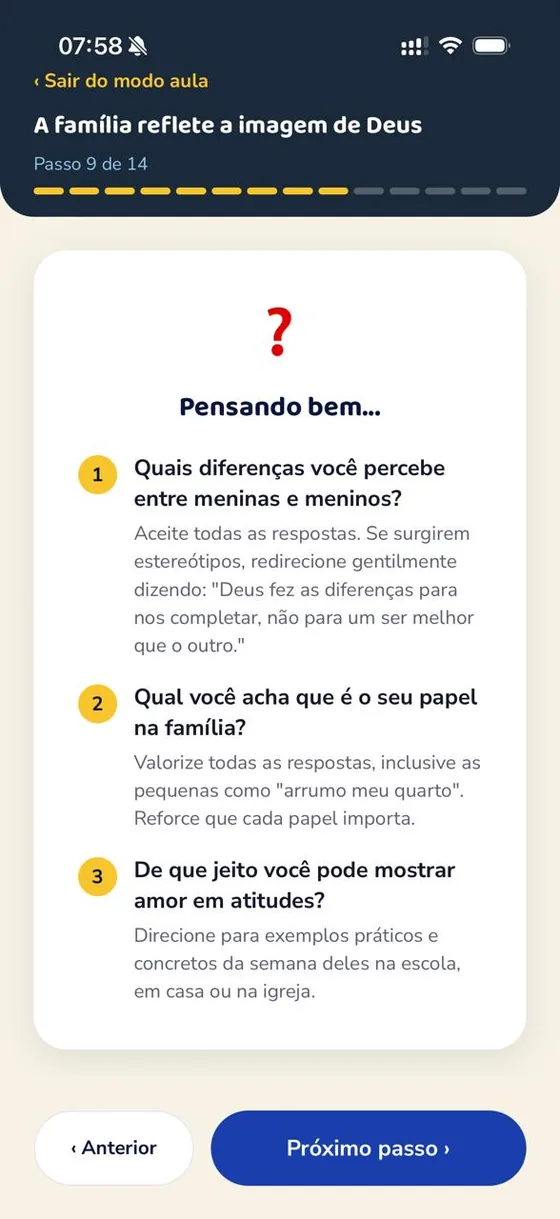 Perguntas guiadas para a conversa com a turma