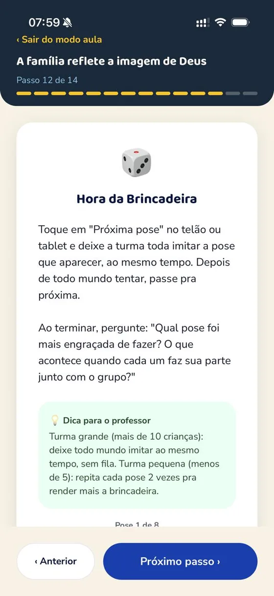 Jogo para conduzir com a turma